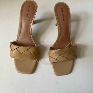 Gianni Bini Square Toe Woven Leather Sandals